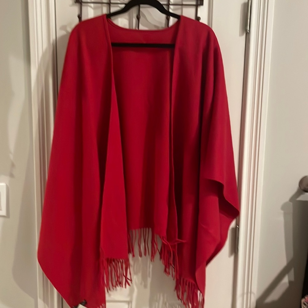 NWT Saks Fifth Avenue Garnet Red Lambswool Wrap